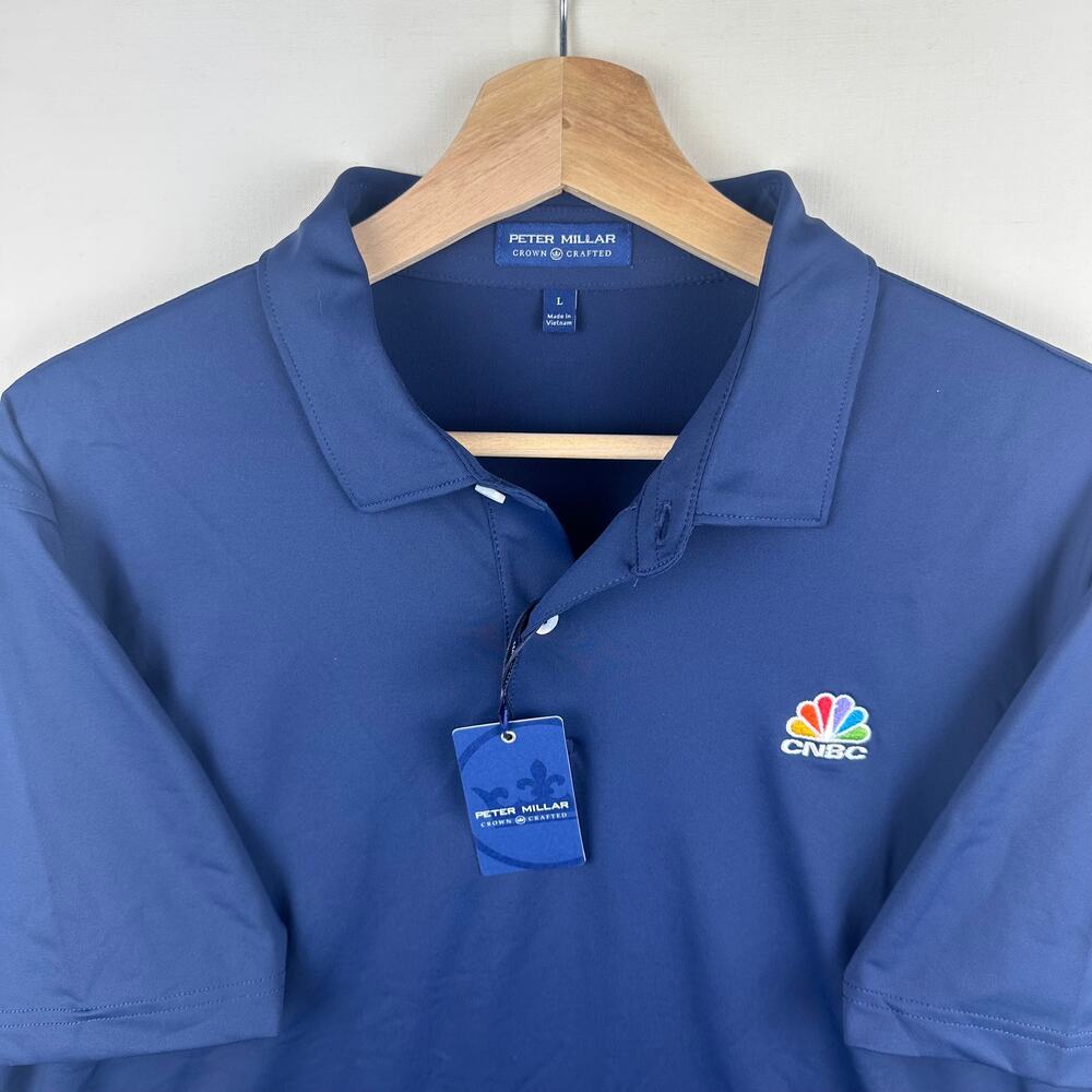 NEW Peter Millar x CNBC Crown Comfort Men's Size L Polo Golf Shirt Casual